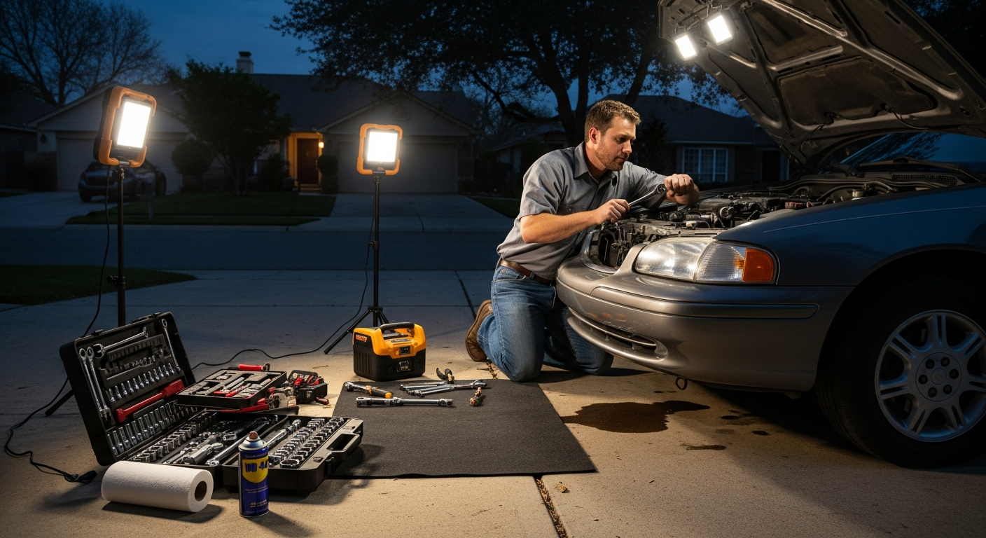 Mobile mechanic attending breakdown