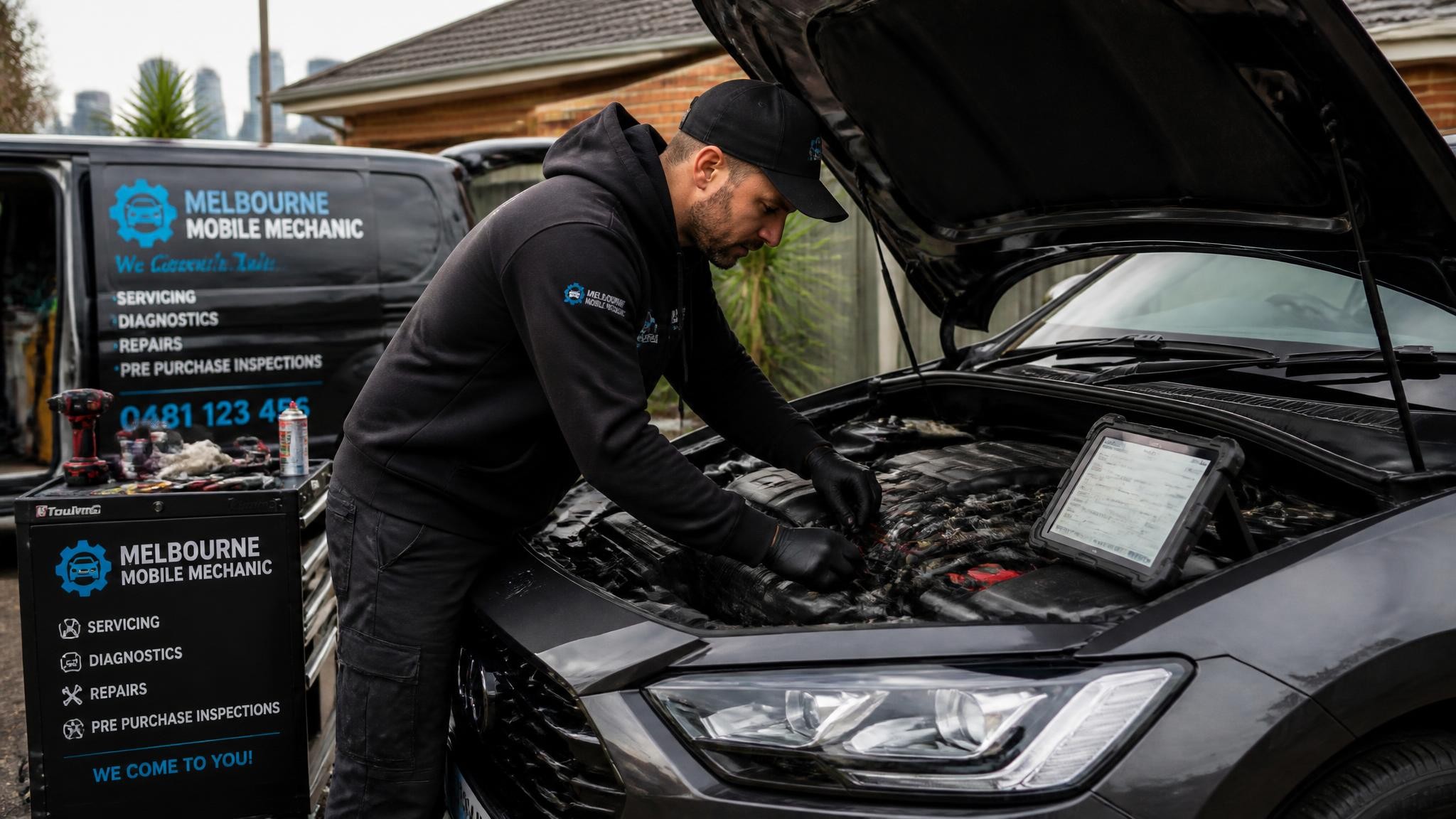 Mechanic working on a car in Melbourne