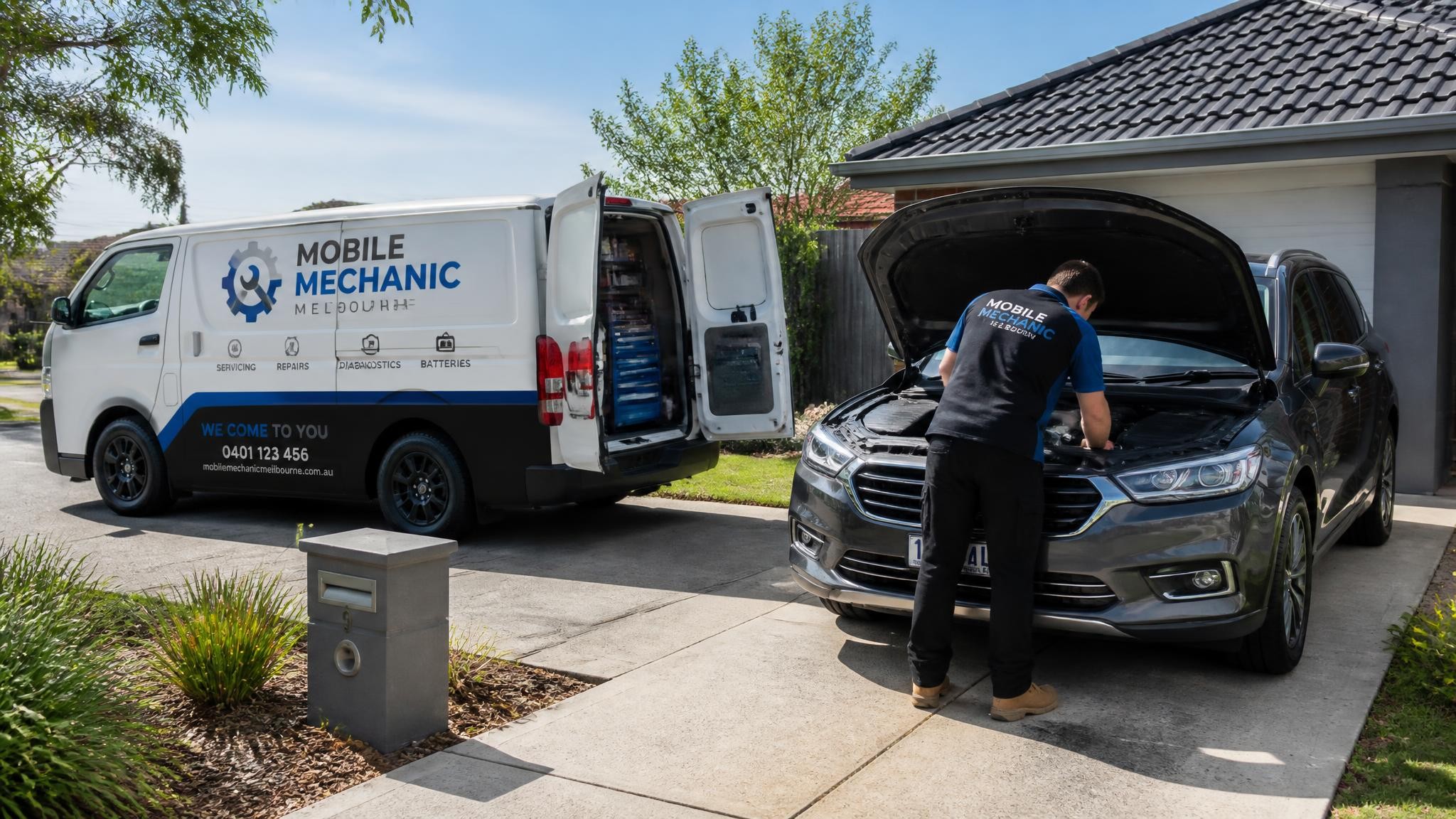 Mobile car servicing in a Melbourne suburb