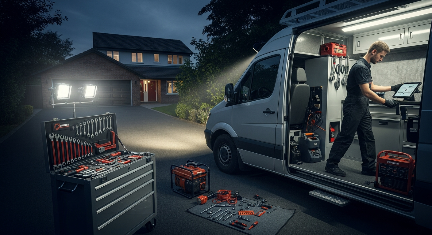 Mobile mechanic van in Melbourne driveway