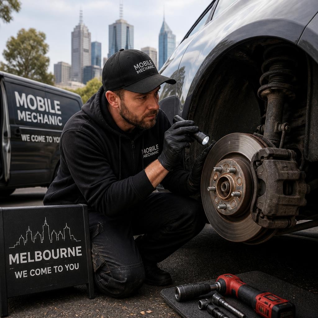 Mechanic carrying out an on-site car repair