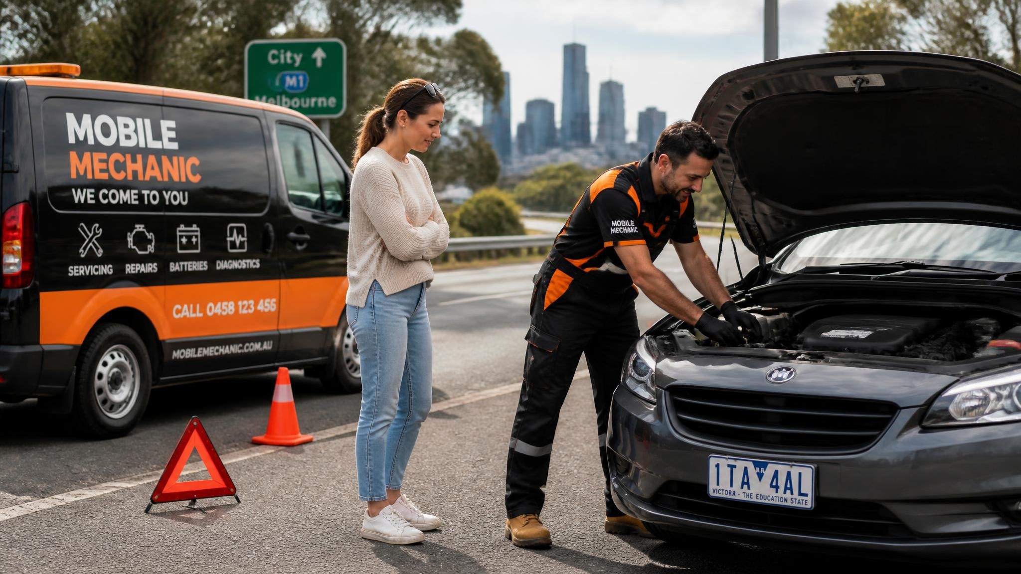 Mobile mechanic providing roadside assistance in Melbourne