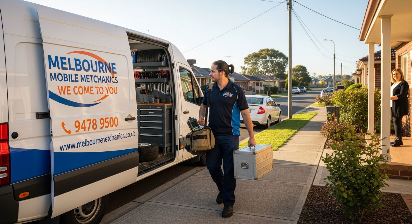 Mobile mechanic van in suburb