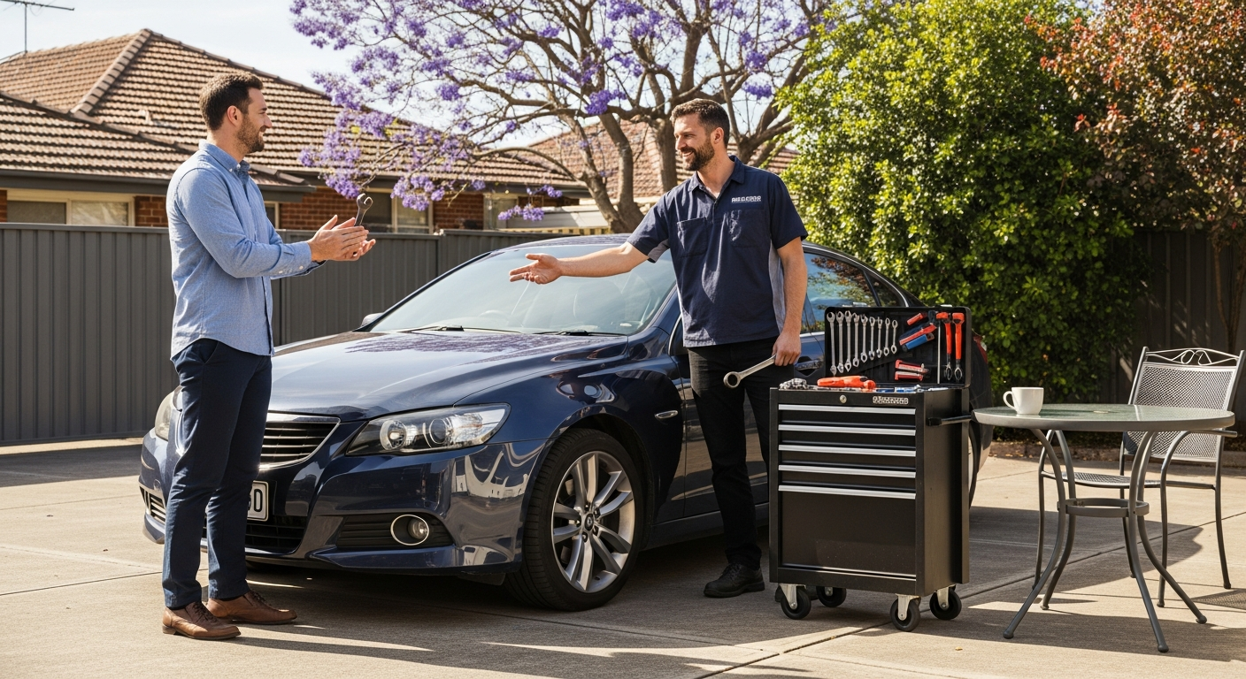 Happy customer with mobile mechanic