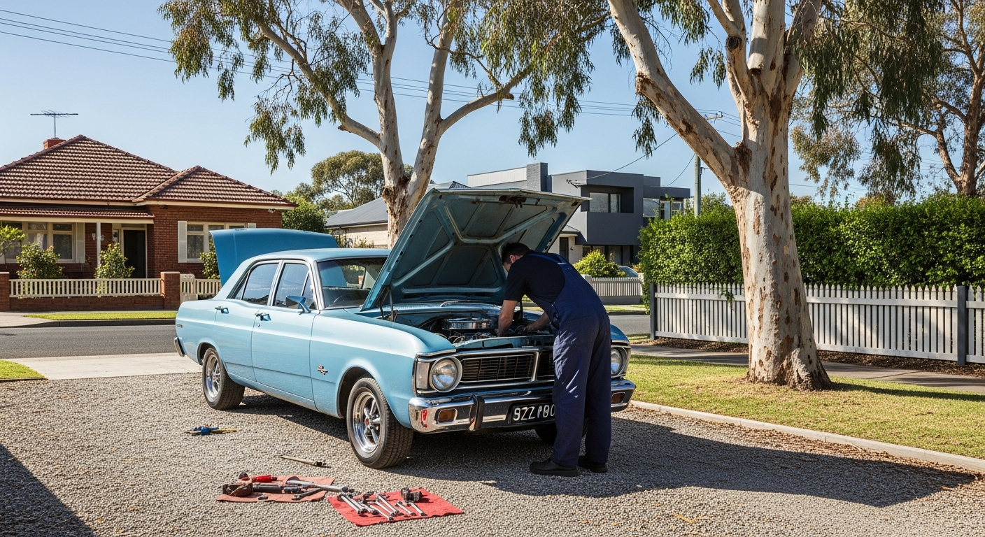 Mobile mechanic in Melbourne driveway