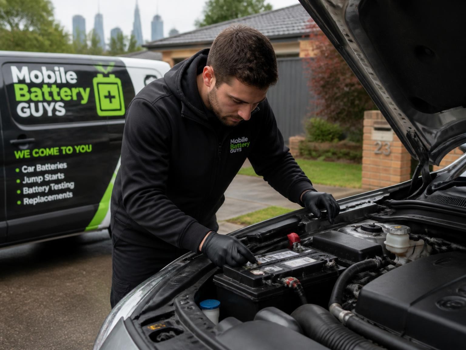 Mobile mechanic inspecting a car at your location