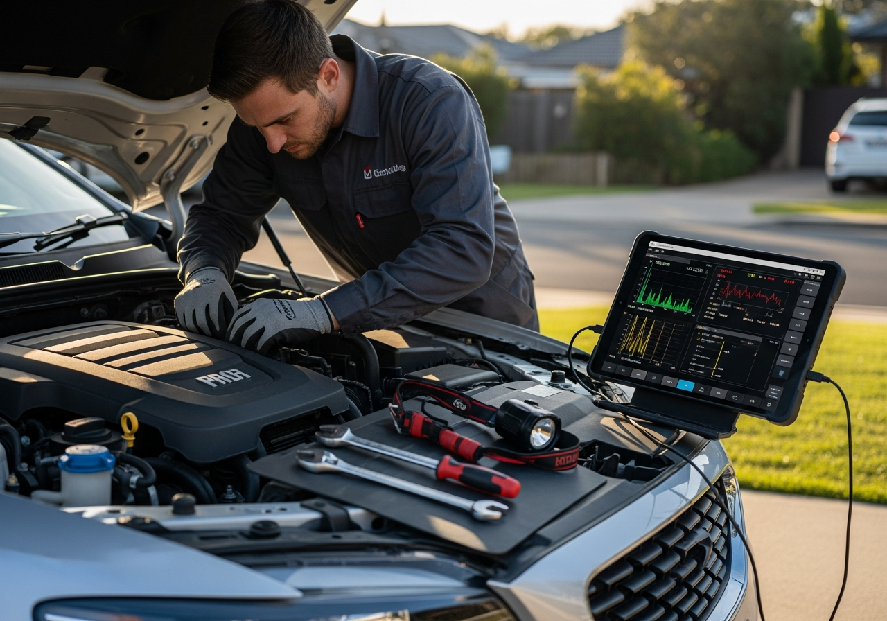 Sunday mechanic working