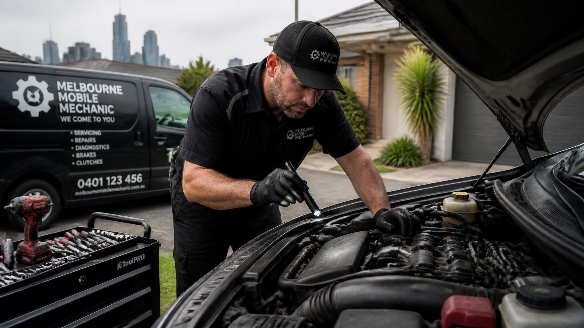 Trusted mobile auto mechanic inspecting a vehicle in Melbourne
