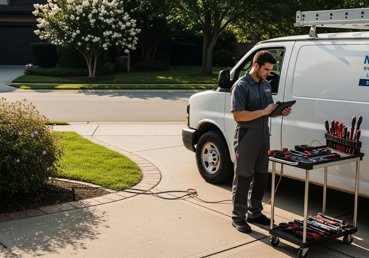 Mechanic with diagnostic tablet