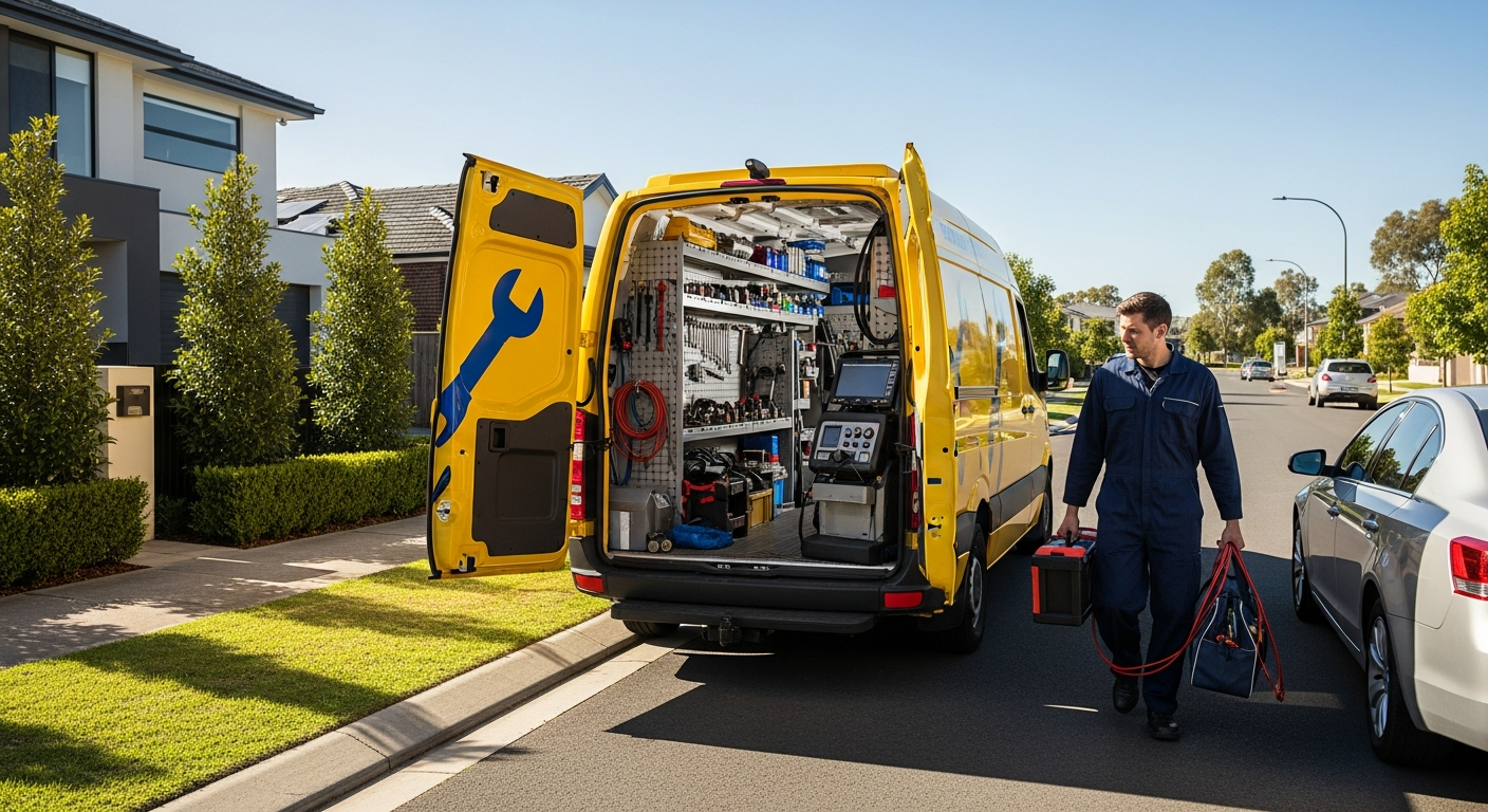Mobile mechanic arriving at home