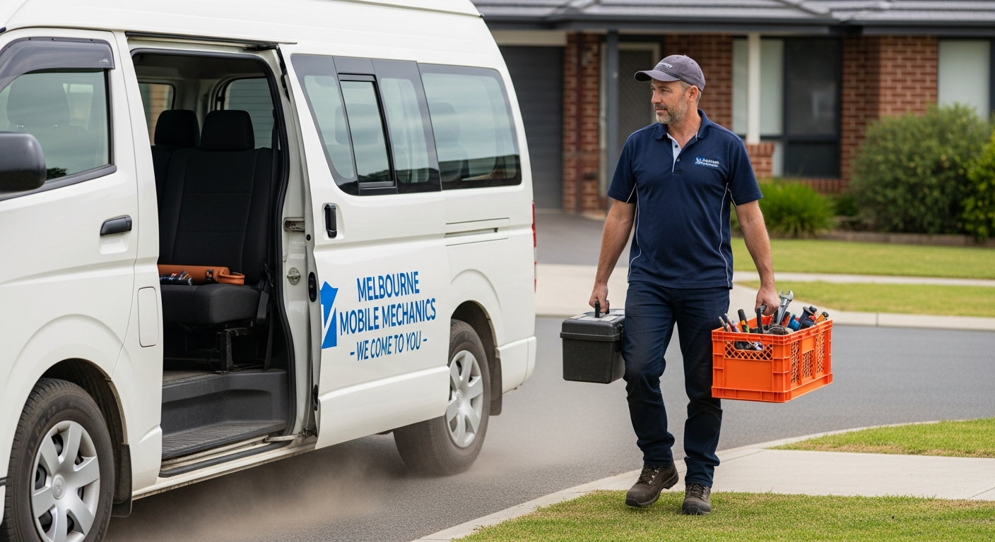 Mobile car service van arriving