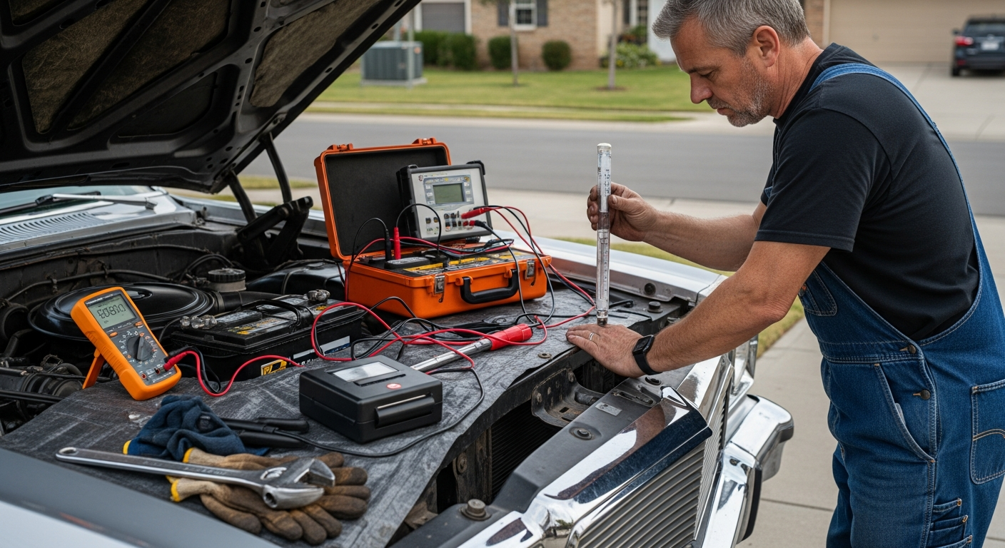Mobile mechanic fixing battery