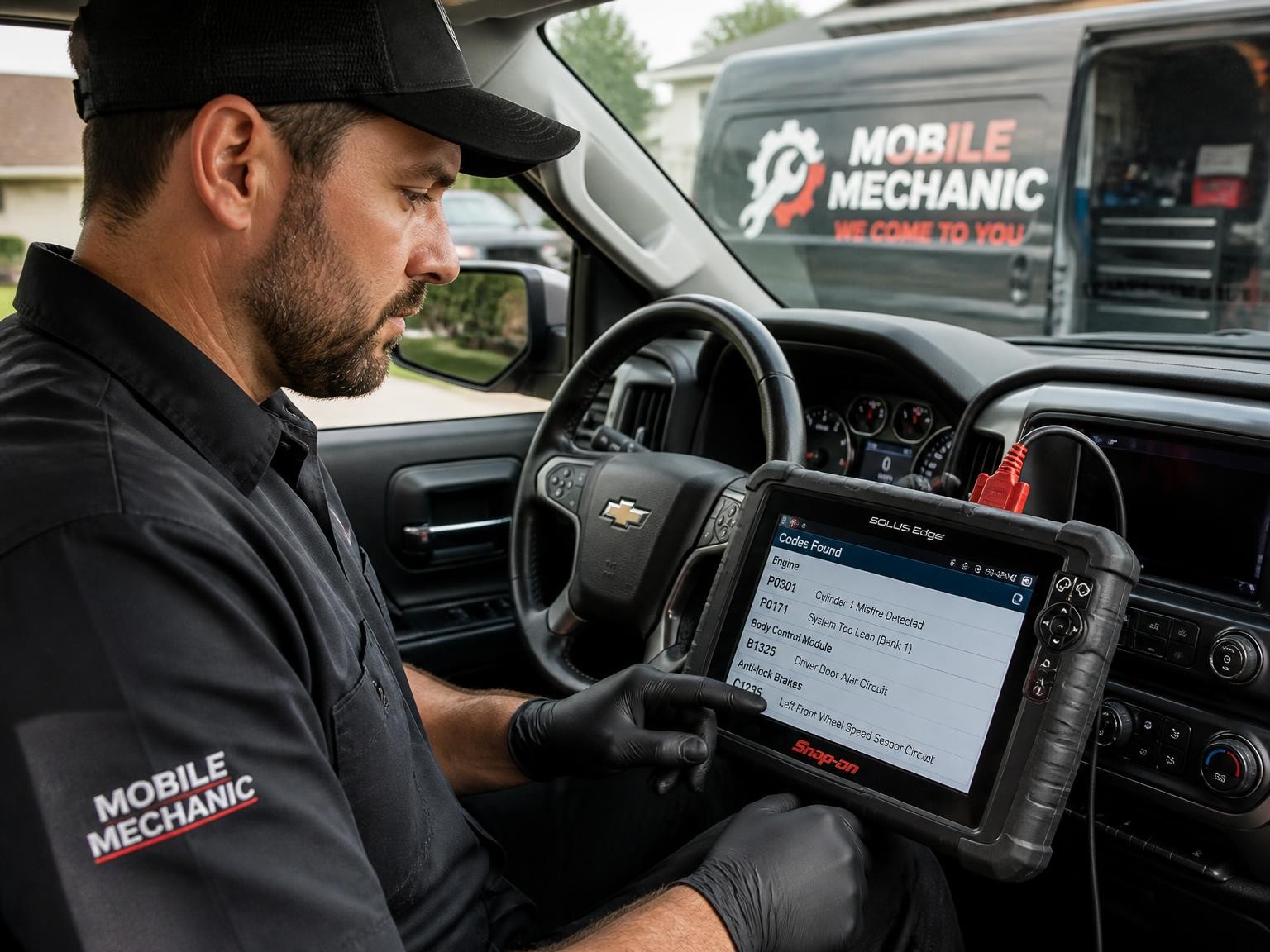 Mobile mechanic diagnosing car faults onsite