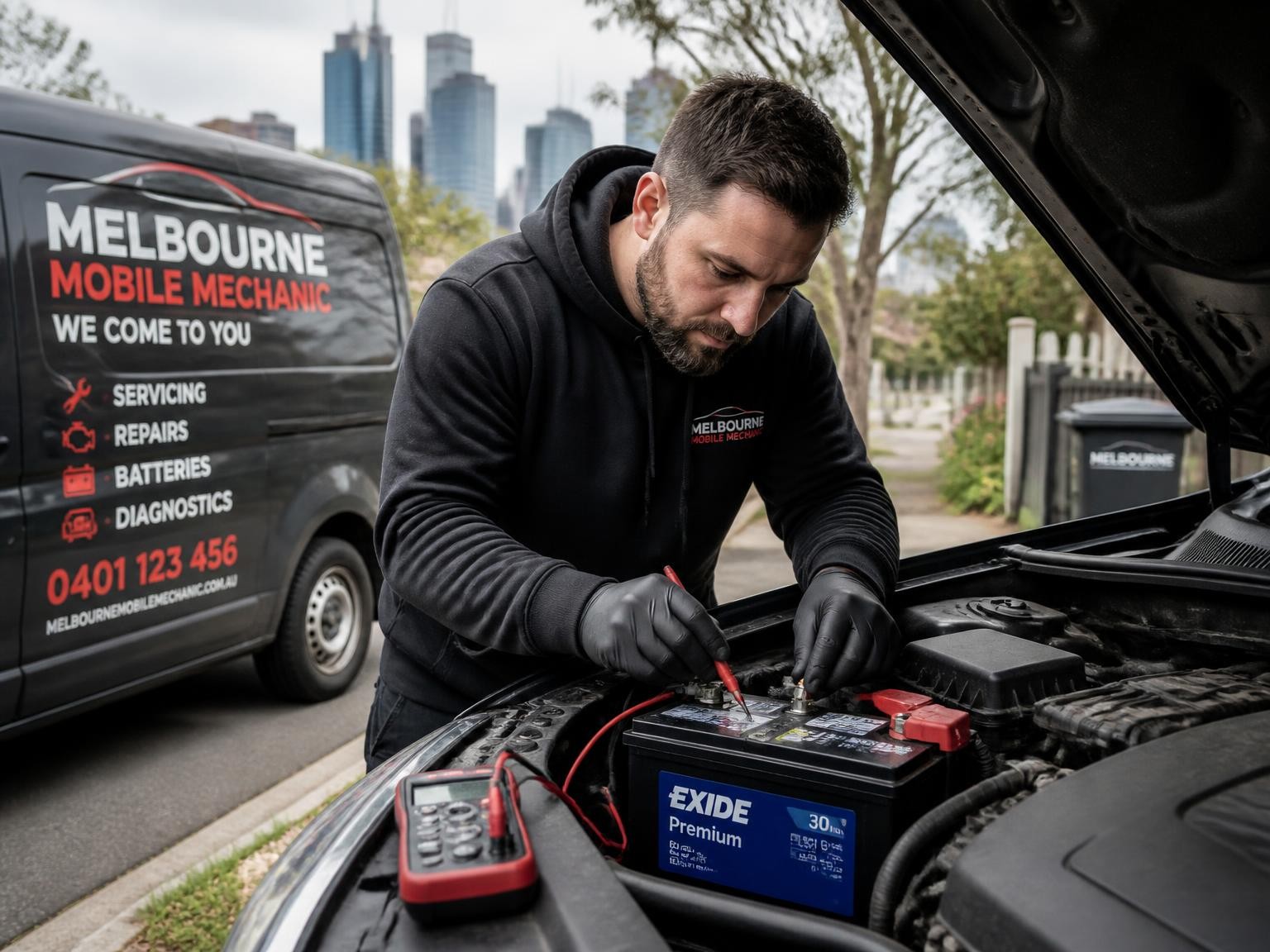 Mobile mechanic providing battery and electrical repairs onsite