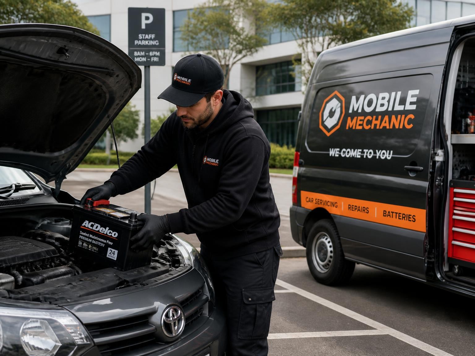 Mobile mechanic performing an onsite car repair in Melbourne