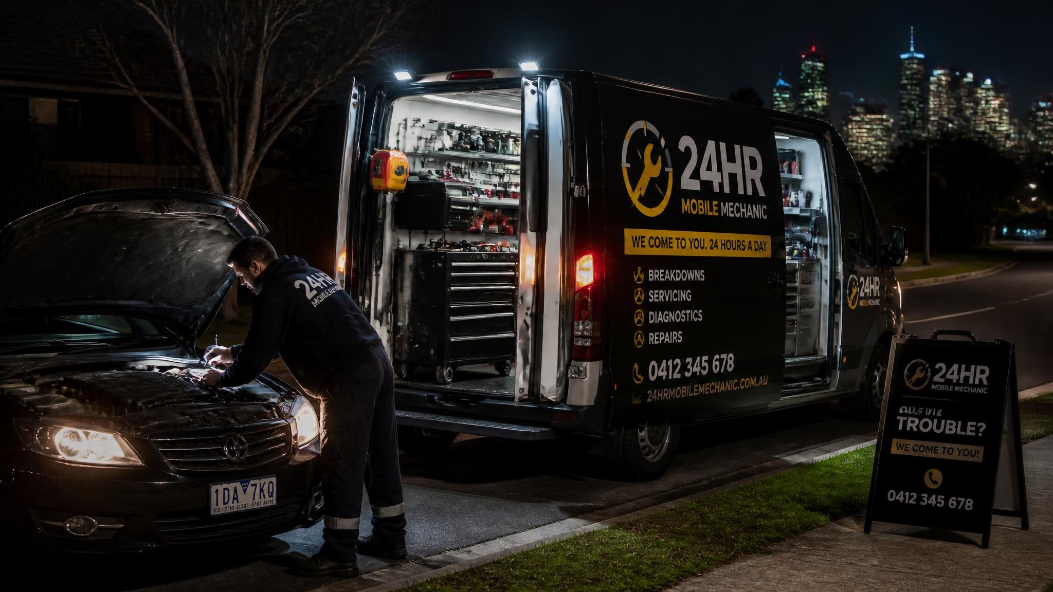 24 hour mobile mechanic providing emergency roadside repairs in Melbourne
