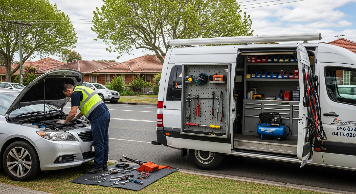 On-call mechanic repairing car roadside