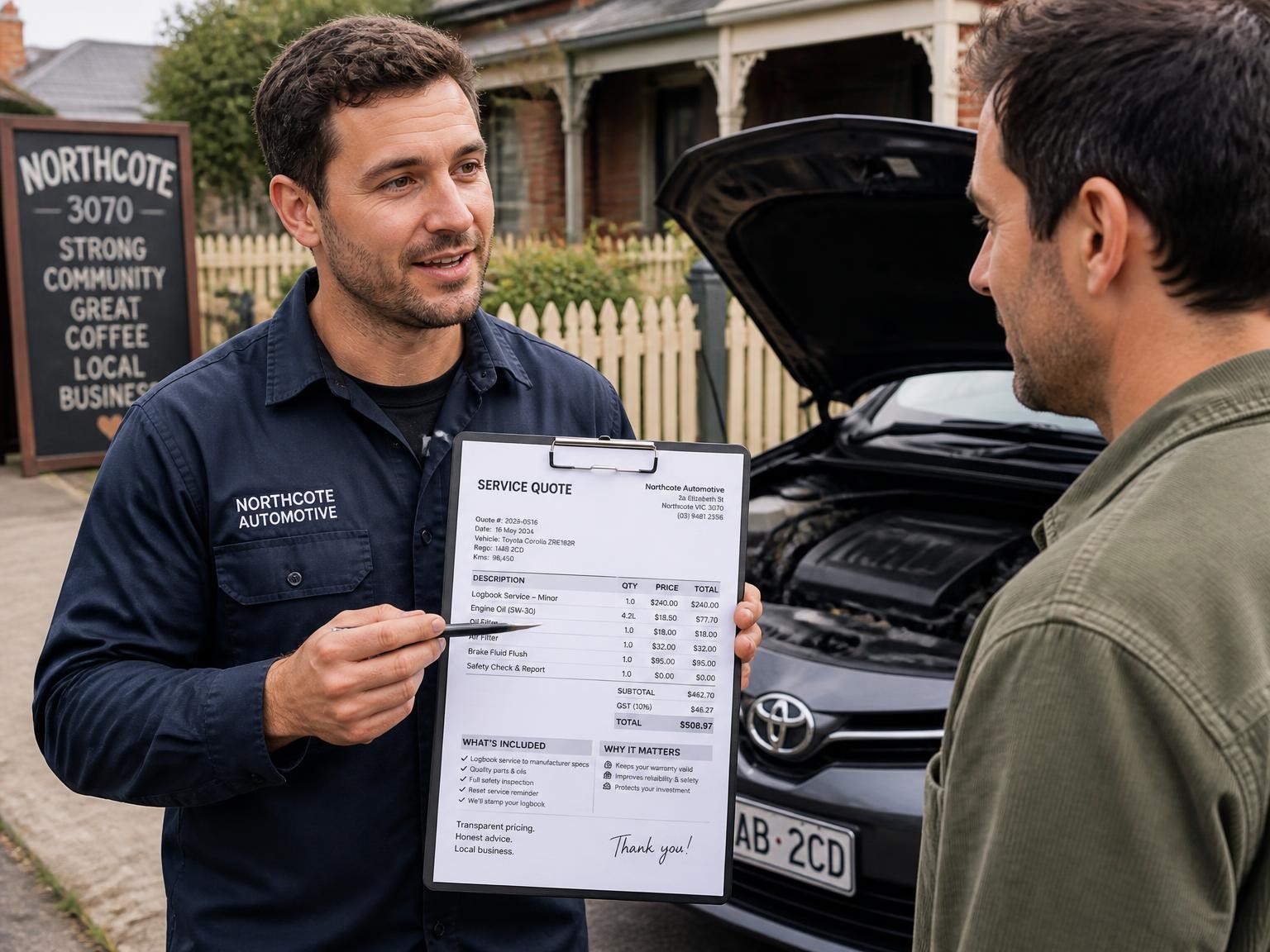 Transparent pricing for mobile car servicing in Northcote