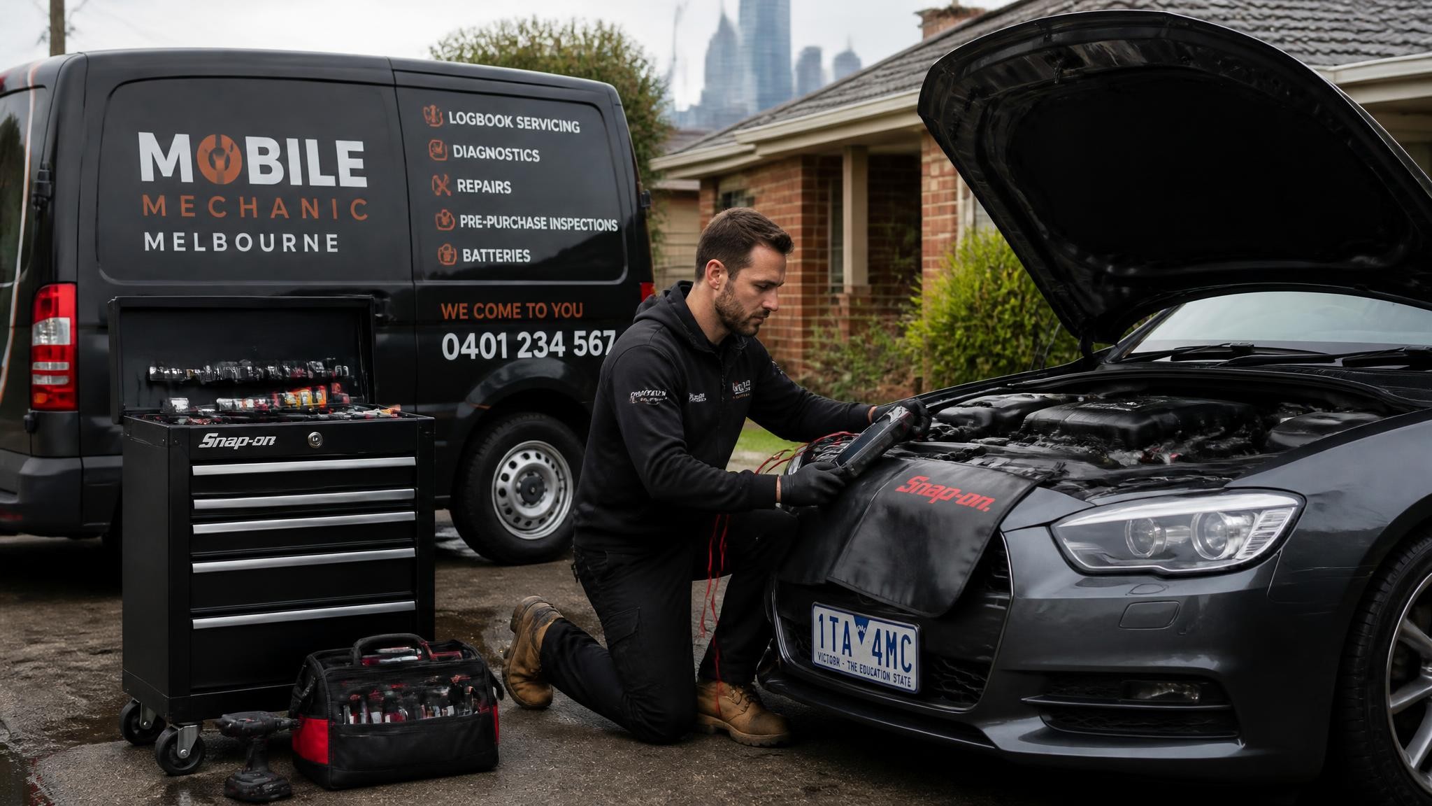 Mobile mechanic fixing a car in Melbourne