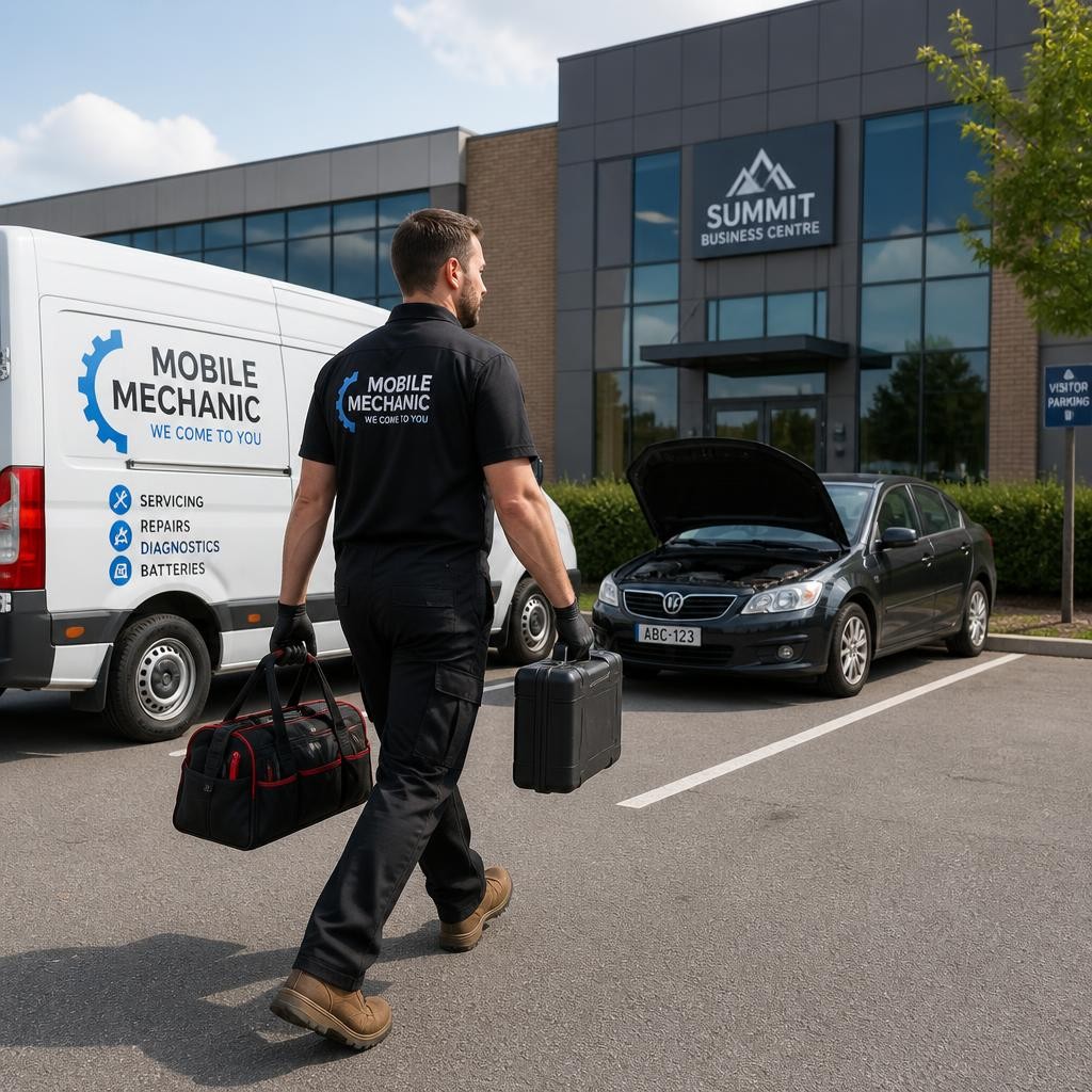 Mobile mechanic repairing a car at a workplace in Melbourne