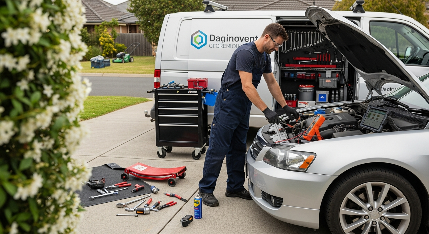 Mobile mechanic in driveway