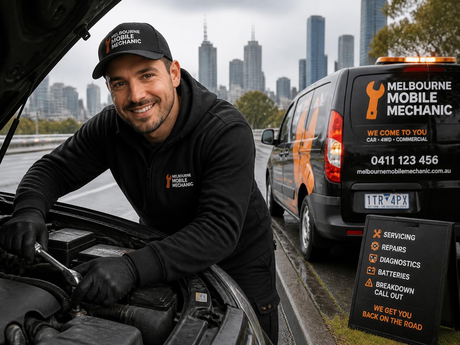 Mobile mechanic providing roadside breakdown assistance in Melbourne