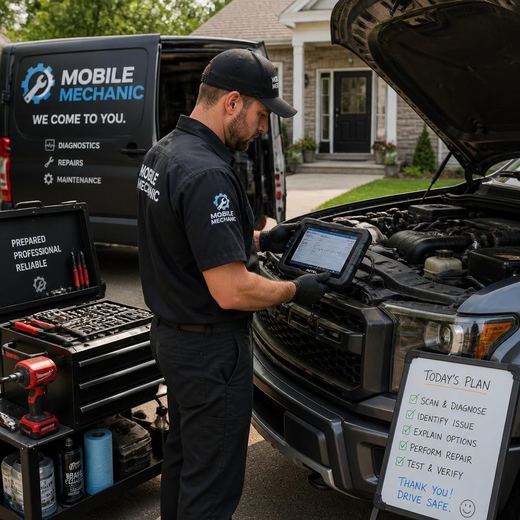 Mobile mechanic diagnosing a car onsite in Melbourne