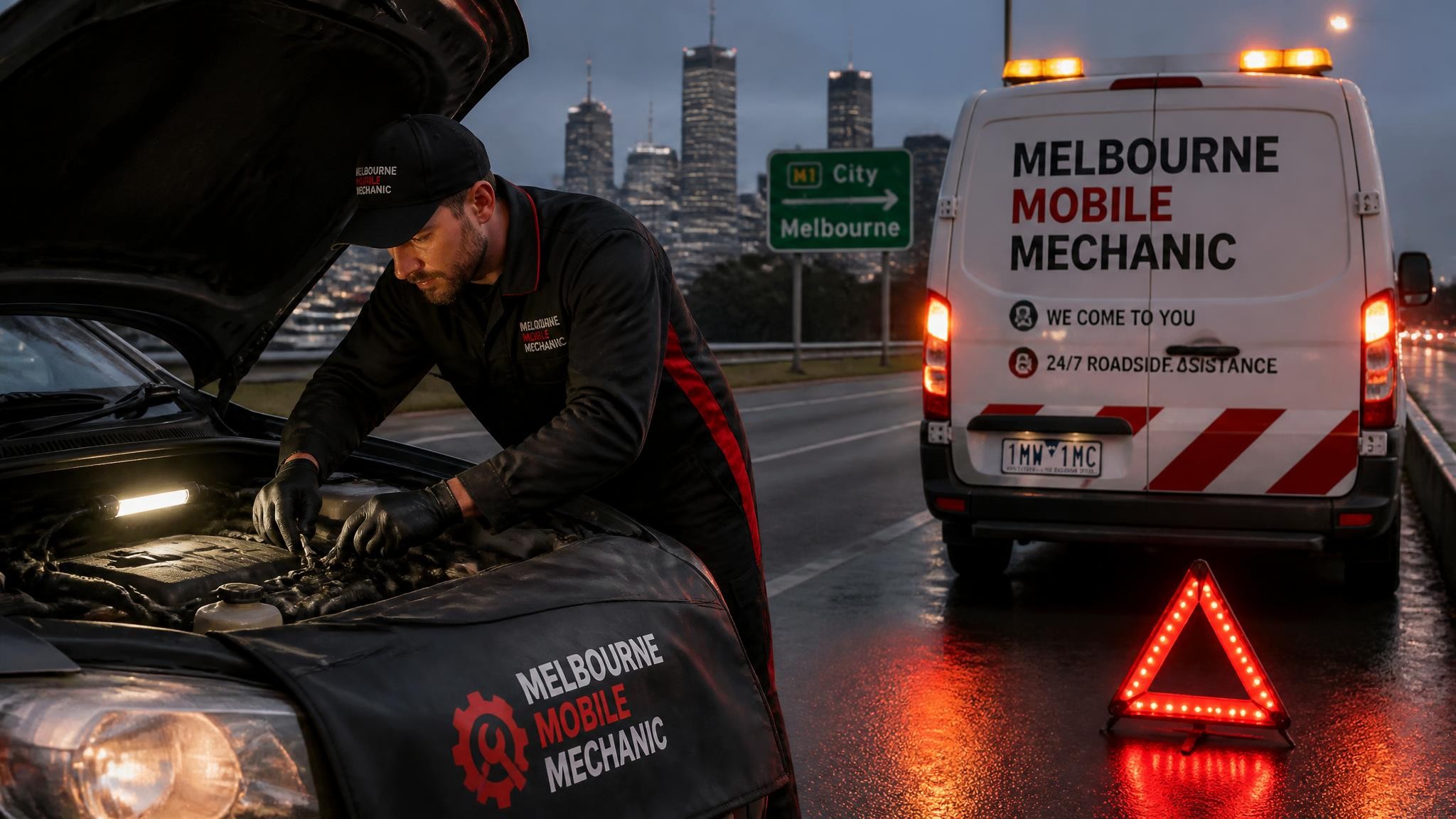 On the road mobile mechanic providing roadside assistance in Melbourne