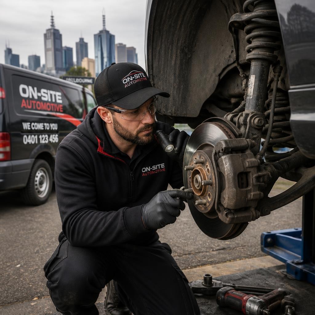 On-site mobile mechanic repairing a vehicle