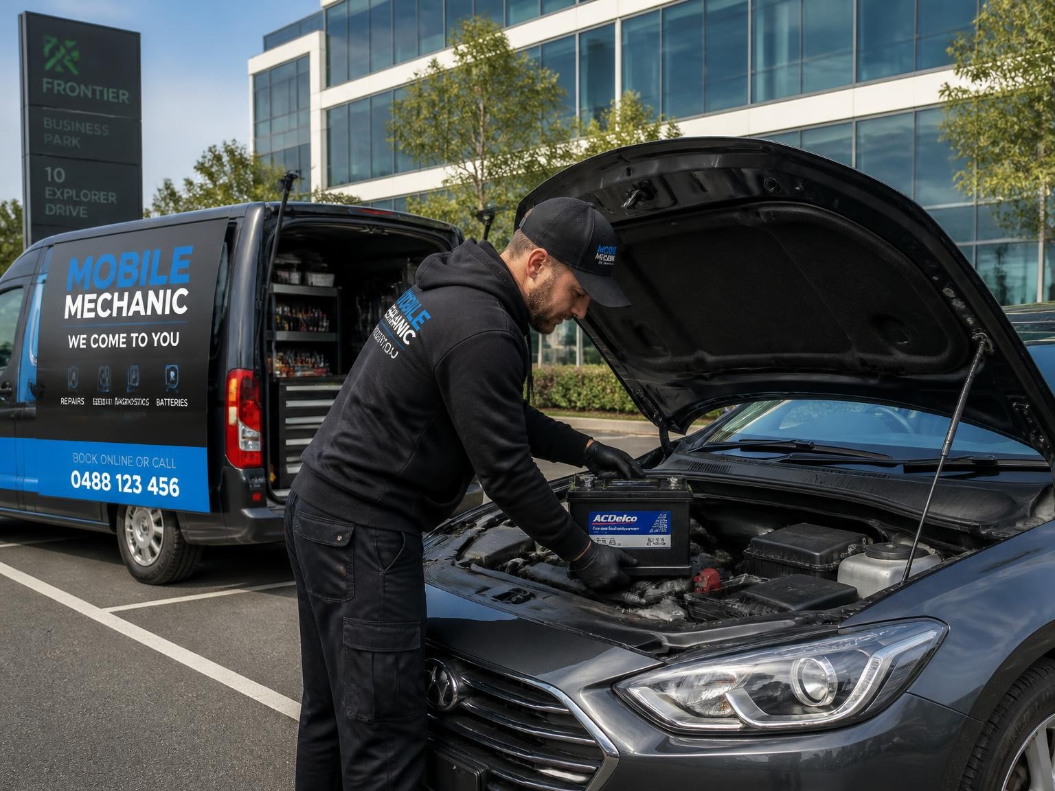 Mobile mechanic carrying out an onsite car repair in Melbourne