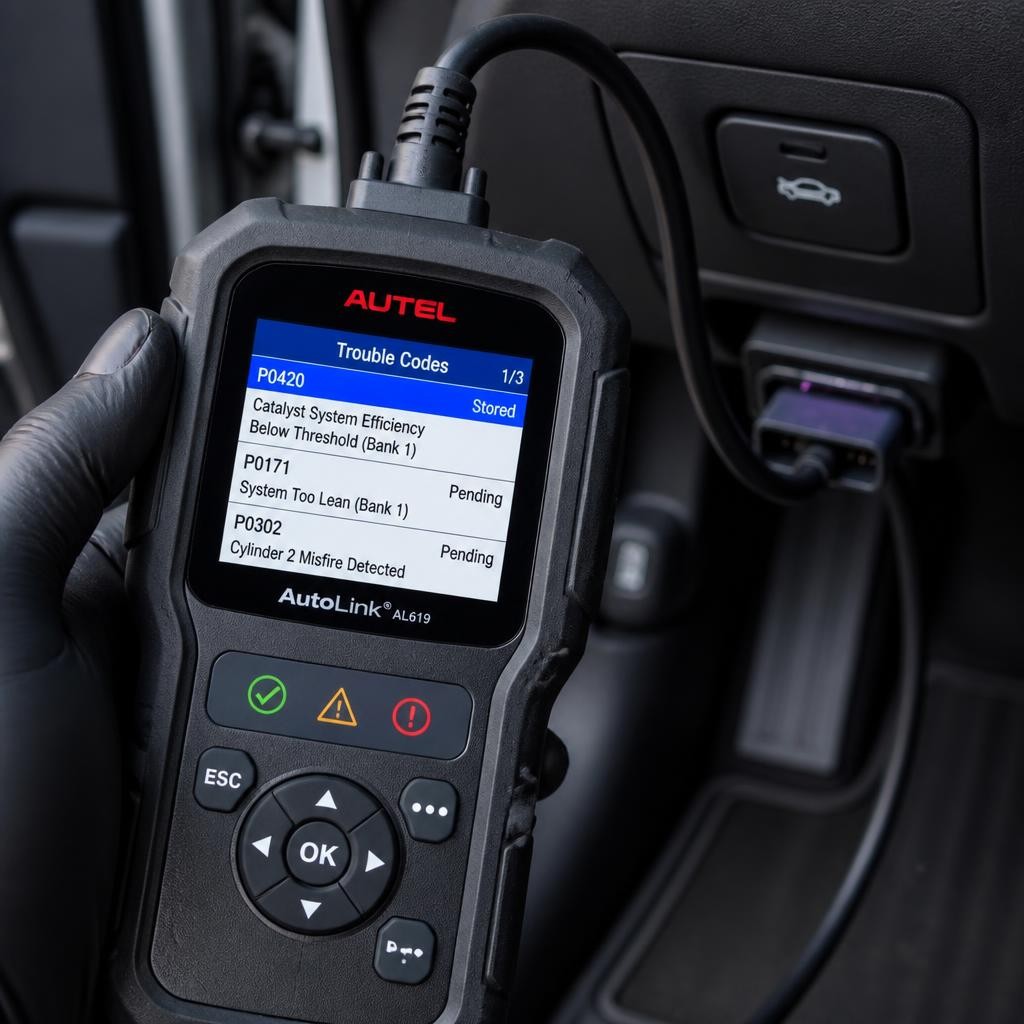 Automotive diagnostic scan being performed onsite