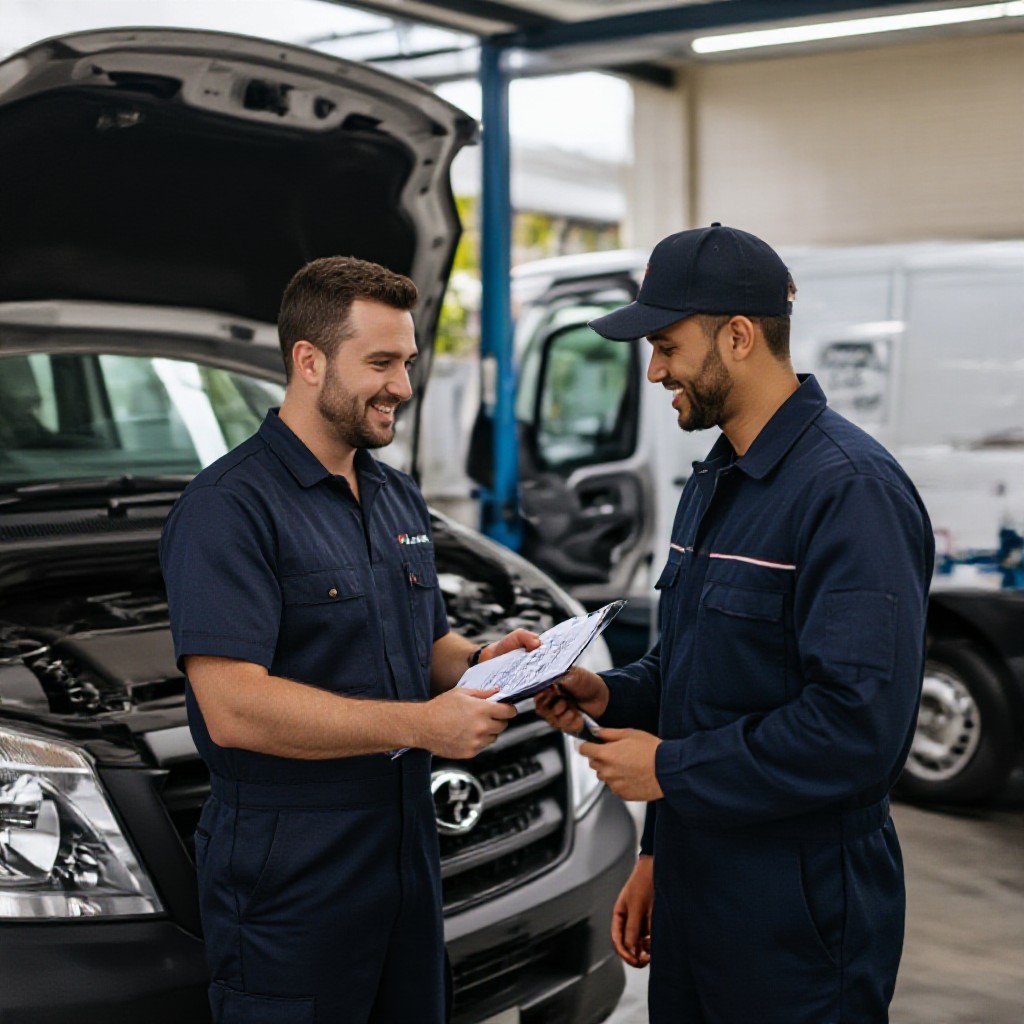 Mechanic explaining repairs