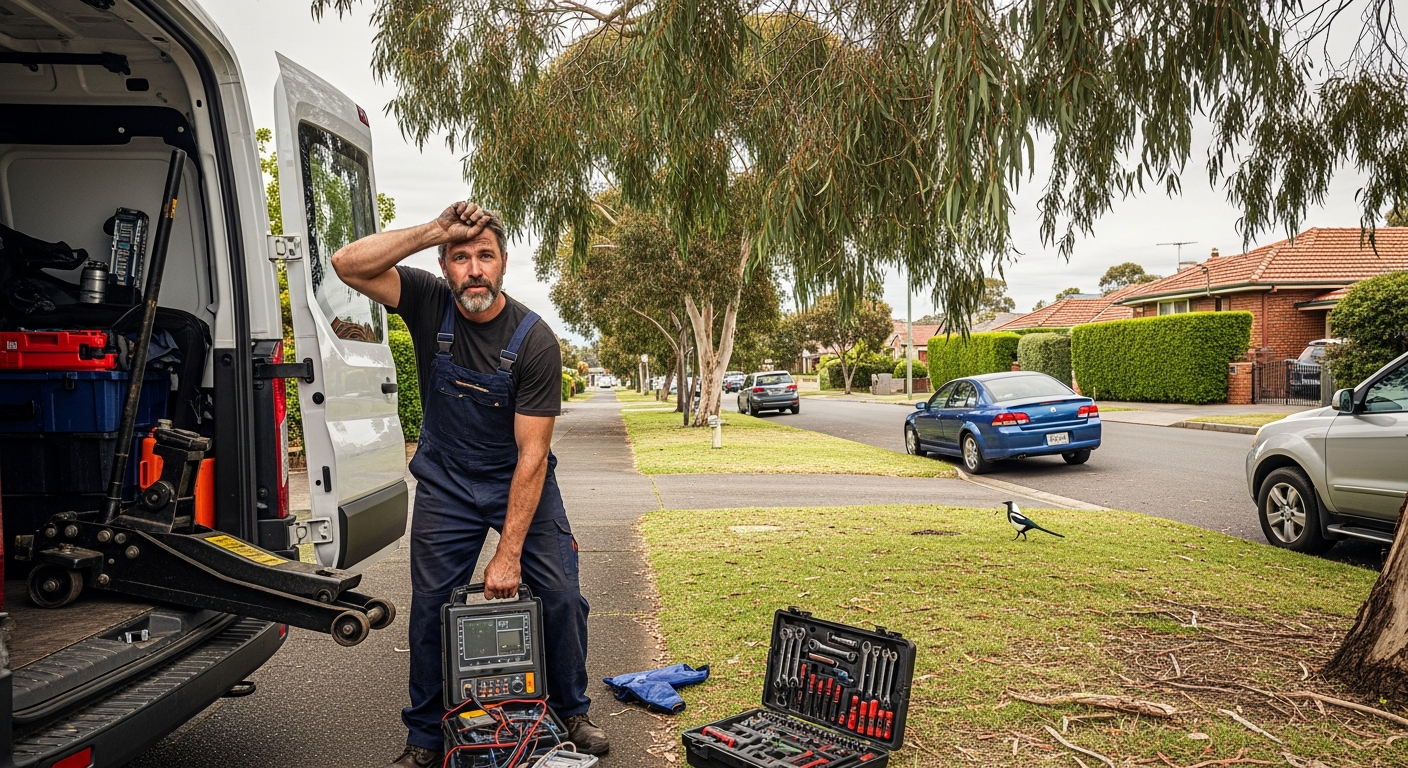 Mobile mechanic van in Melbourne suburb