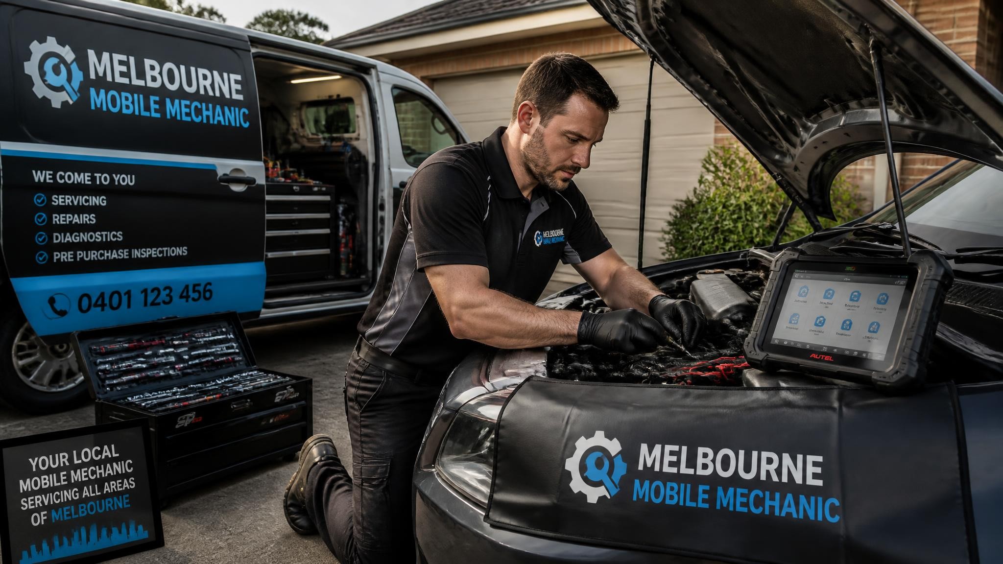 Mobile car repairs in Melbourne at a customer home