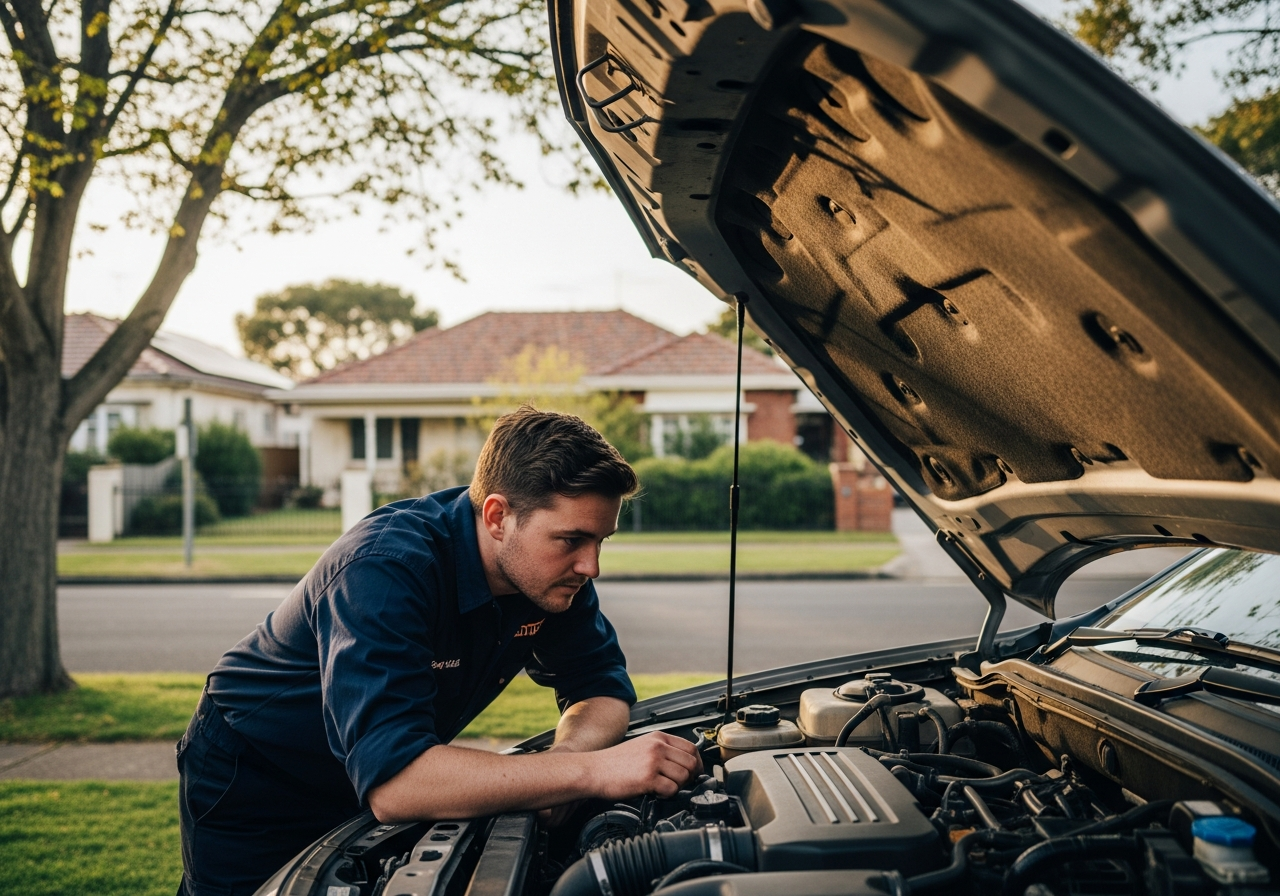 Mechanic diagnosing car in Elsternwick
