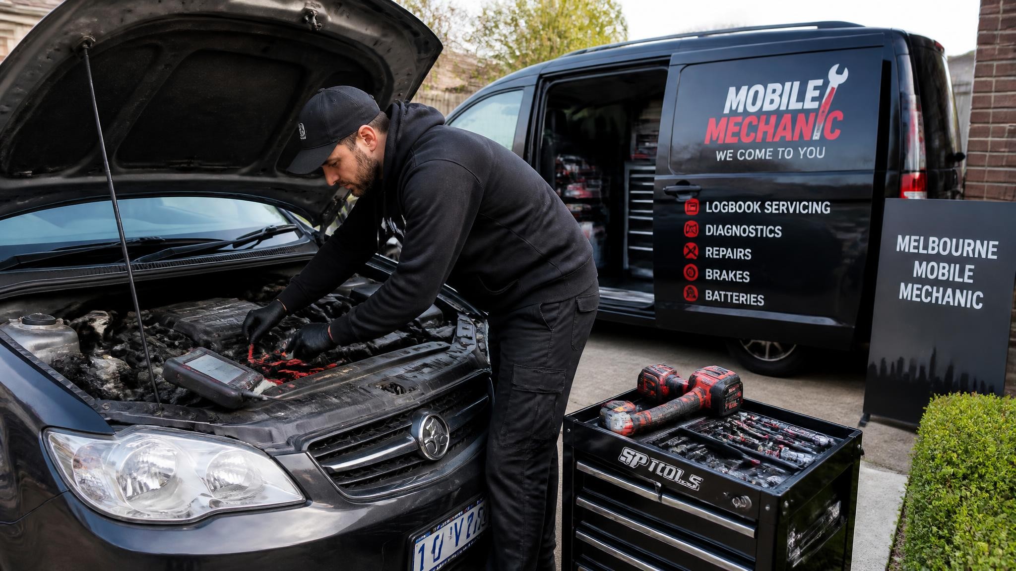 Mobile auto fix mechanic working on a car in Melbourne