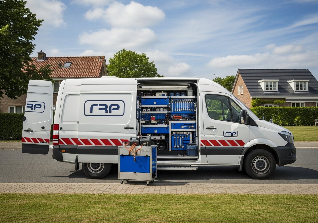 Mobile mechanic van in suburb
