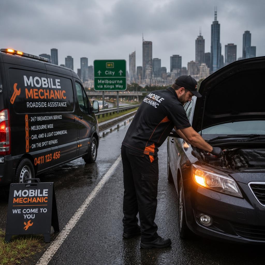 Mobile mechanic providing roadside breakdown assistance in Melbourne
