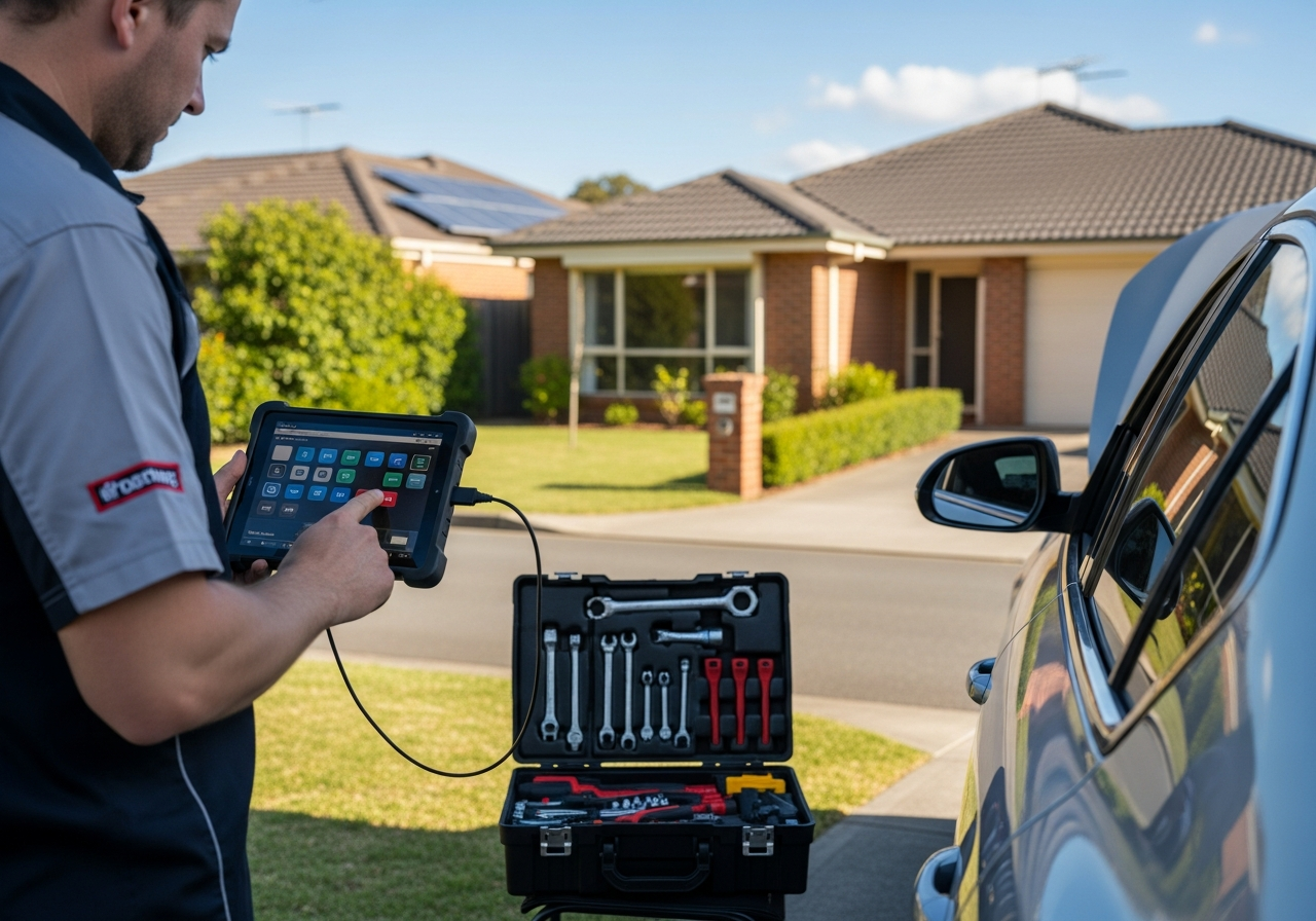 Diagnostic tablet during mobile service