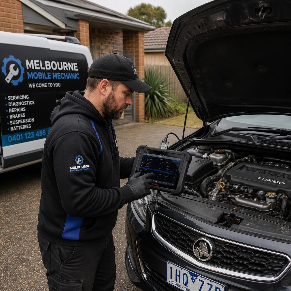 Mobile mechanic diagnosing a vehicle fault onsite in Melbourne