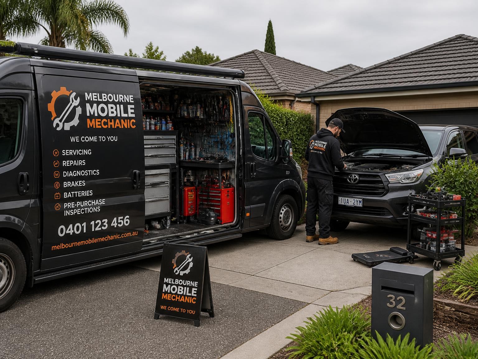 Mobile mechanic attending a vehicle at a Melbourne location