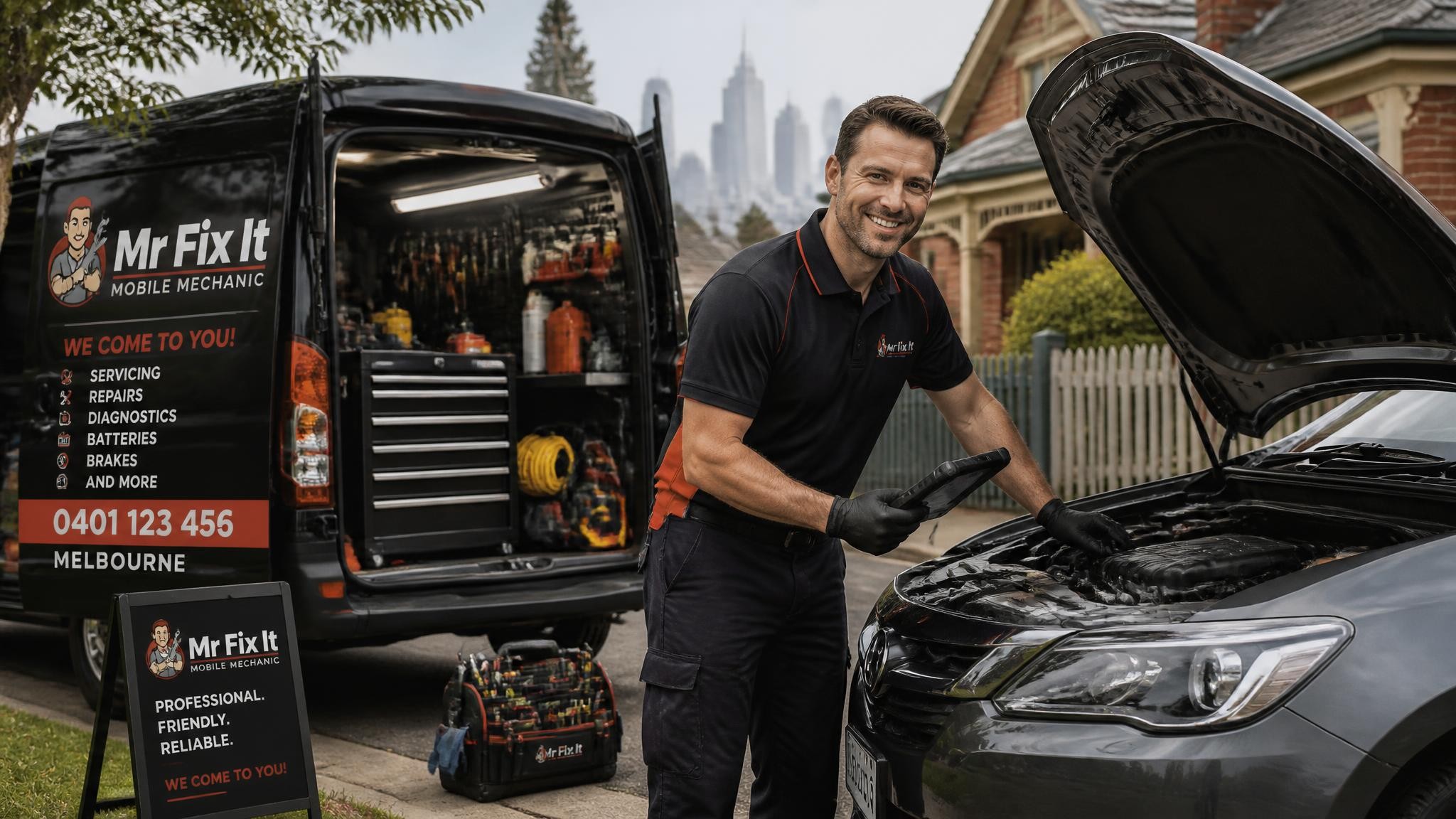 Mr Fix It mobile mechanic working on a car in Melbourne