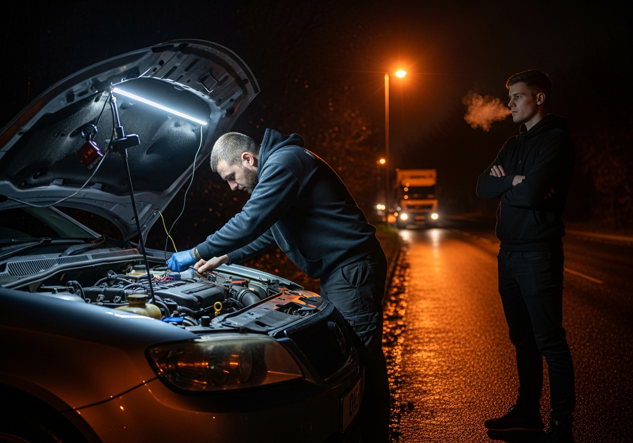 Night roadside mechanic
