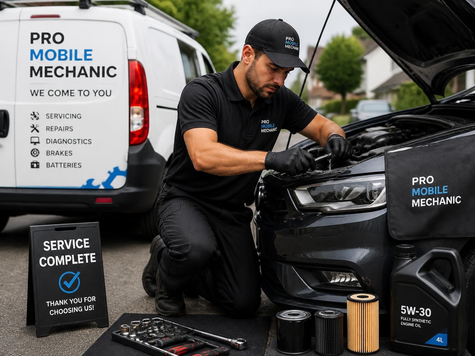 Mobile car servicing at a Melbourne location