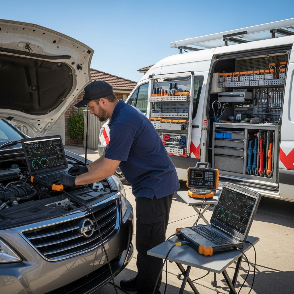 Mobile mechanic onsite performing repairs