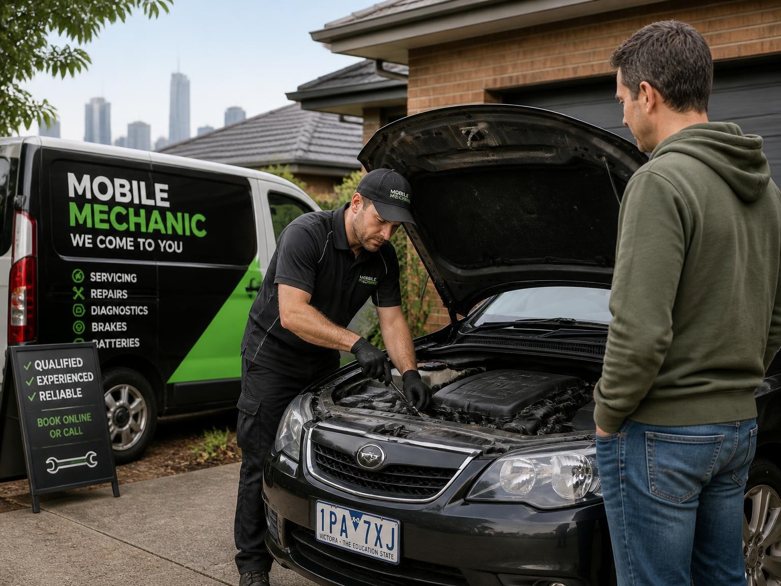 Qualified mobile mechanic inspecting a car in Melbourne