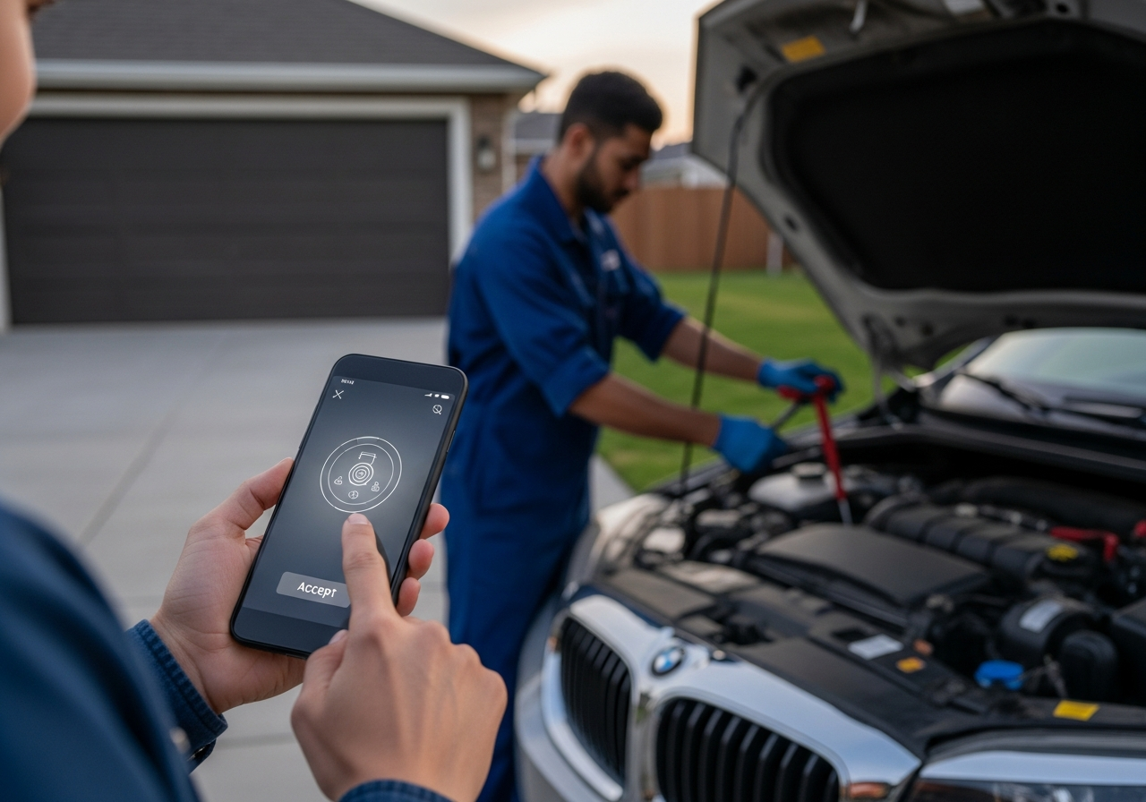 Customer viewing mechanic quote on phone