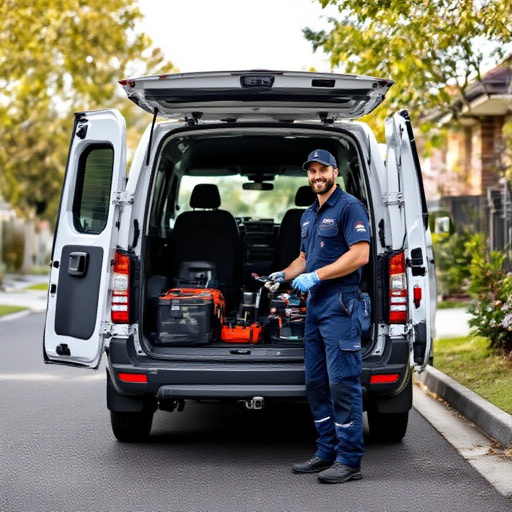 Mobile mechanic van in suburb