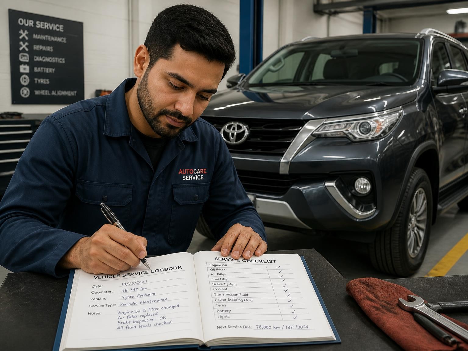 Logbook car servicing and maintenance records
