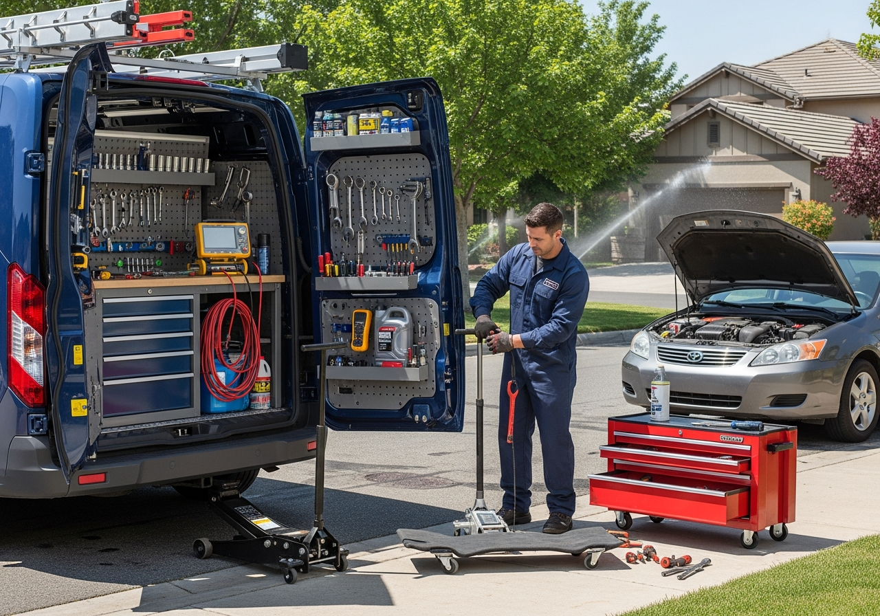 Mobile mechanic van at home